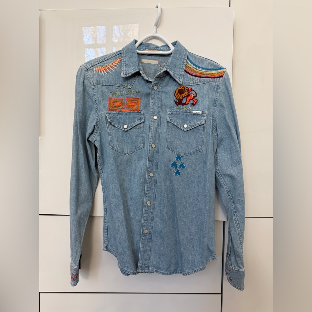 Mother All My Exes embroidered denim shirt Size S